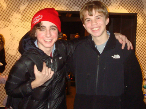 Michael poses with his good friend Jackson after his performance as "Hermey" in the Broadway Playhouse production of Rudolph the Red Nosed Reindeer. 