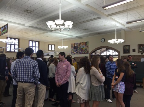 The Freshmen start the day by meeting fellow freshmen with a question game. 