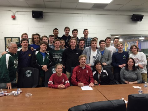 Paul's friends, coaches, and family join him at his official signing day. 