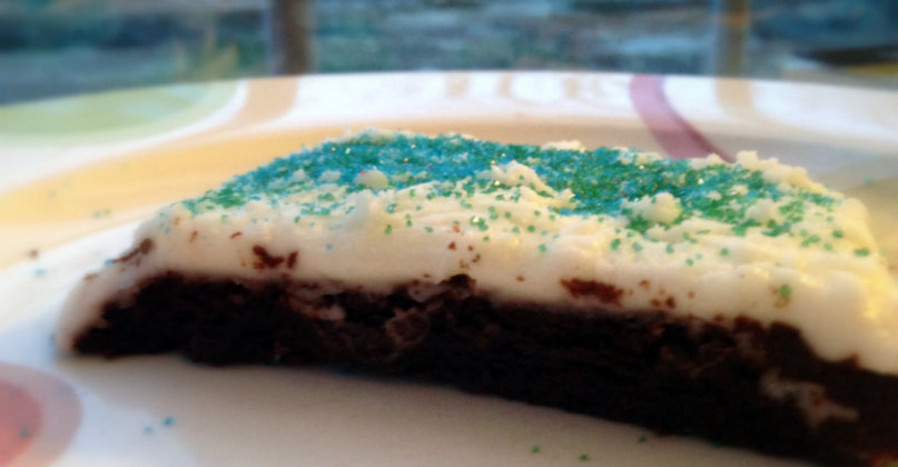 A festive and delectable Melting Mint Brownie created in honor of Charles Darwins birthday