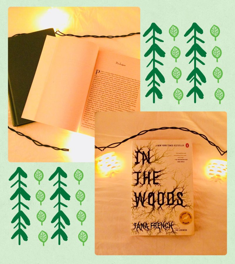 Pictured from left to right is the In the Woods prologue, which will immediately get you hooked to the novel, and the cover of the book, which is just as ominous as the content of its plot.