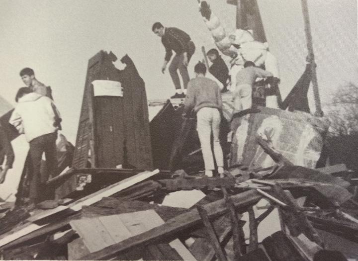 Homecoming bonfire from 1965. Picture courtesy of Pinnacle, Glenbard West’s yearbook.