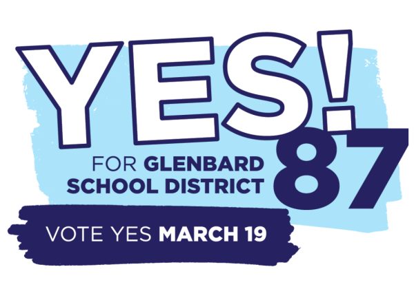Yard sign design from Friends 4 Glenbard Schools in support of the referendum. Photo acquired from yes4glenbard87.com  