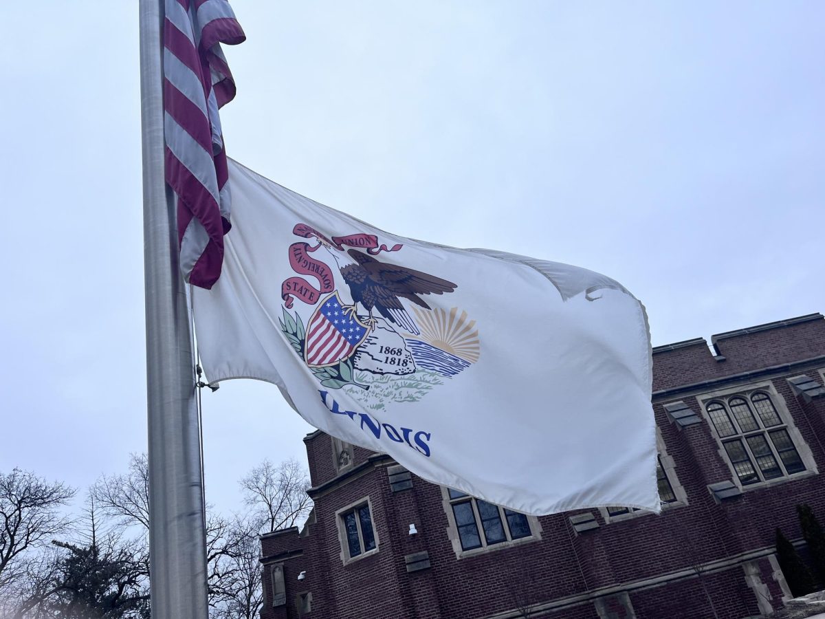 The current Illinois flag flying outside of Glenbard West. Image taken by Lauren Koons.